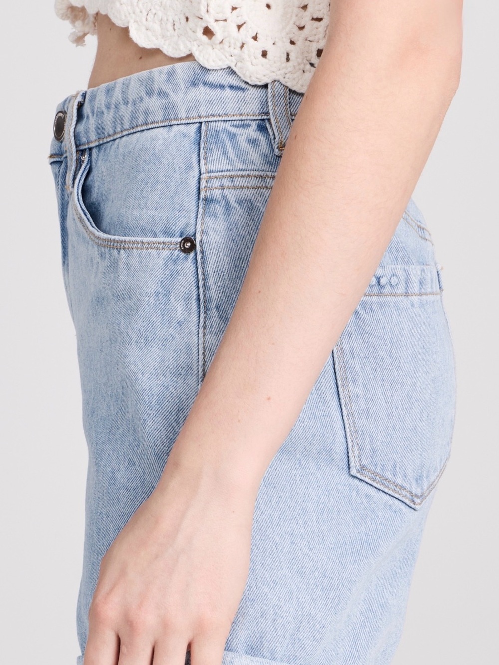 Blank NYC Light Blue High-Rise Rolled Hem Denim Shorts - Picture 2 of 10